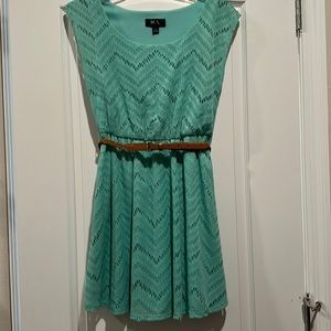 Mint crocheted dress with belt